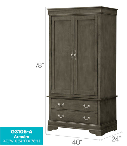 Traditional armoire with hanging bar by HouseOfZazla in dark espresso, 2 doors, drawer base on Tampa Home & Garden Store