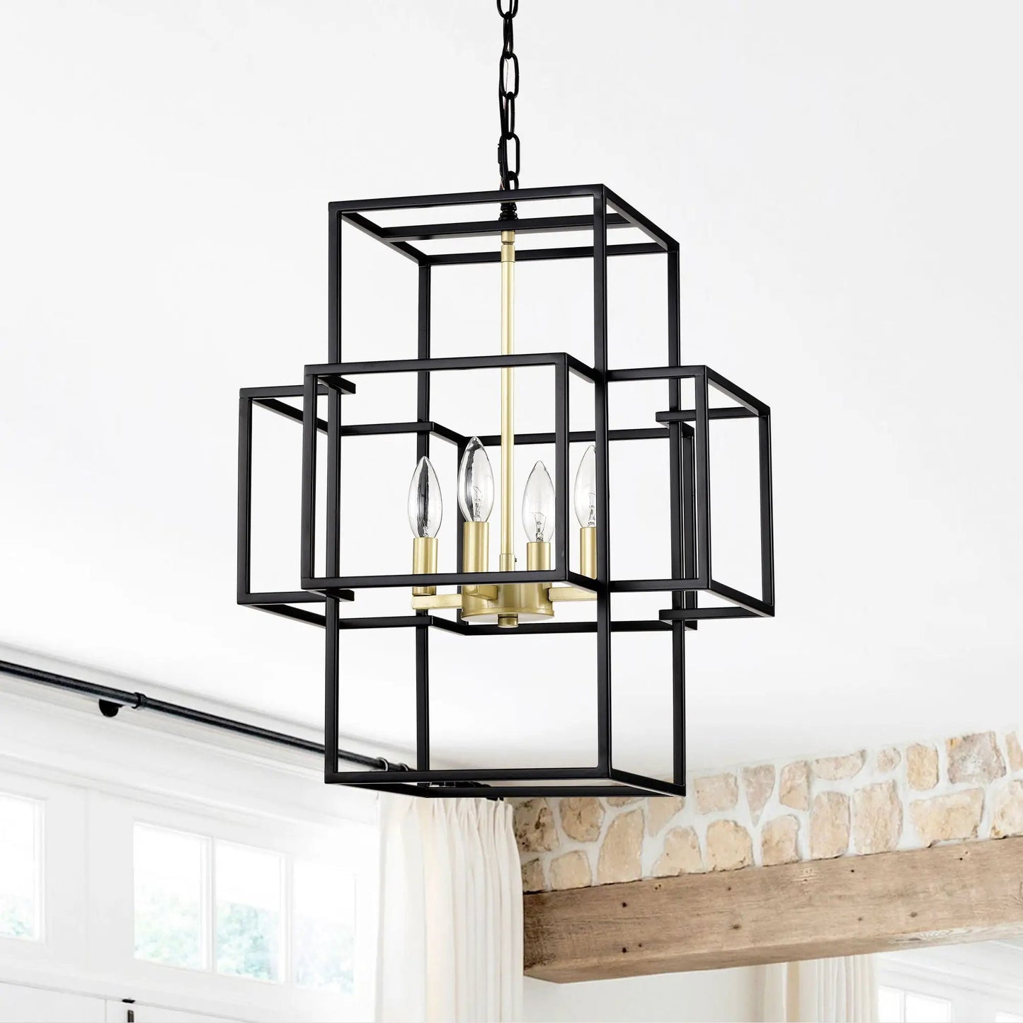 4 Light Metal Lantern Pendant Chandeliers