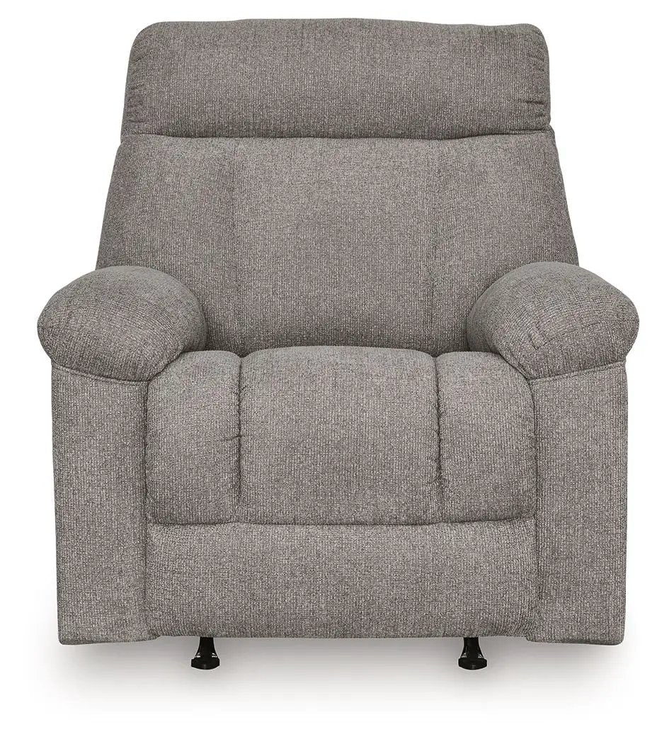 Hoyne Park Rocker Recliner, grey fabric, padded arms and back by Unique Piece Furniture on Tampa Home & Garden Store