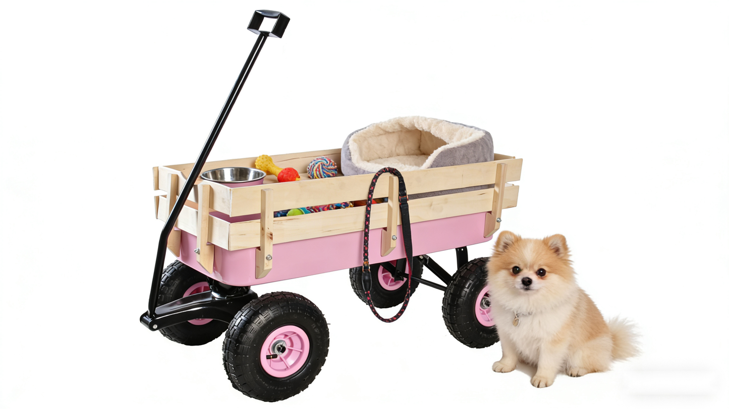 All Terrain Outdoor Wagon and Wood Railing