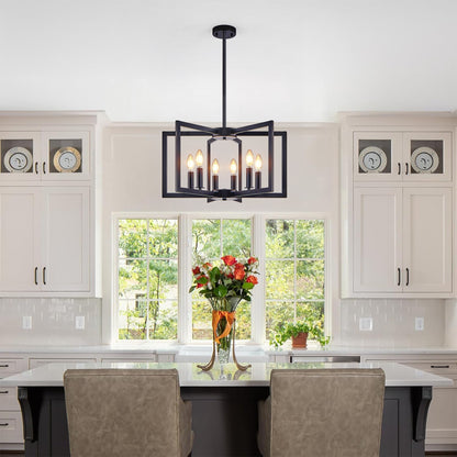 Chandelier HouseOfZazla 6-light modern black geometric over kitchen island on Tampa Home & Garden Store
