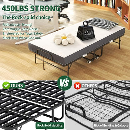 Twin Extra Long Bed and Foam Mattress Black