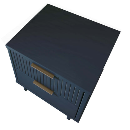 Granville Nightstand with 2 Drawers, navy blue solid wood, brass handles HouseOfZazla on Tampa Home & Garden Store