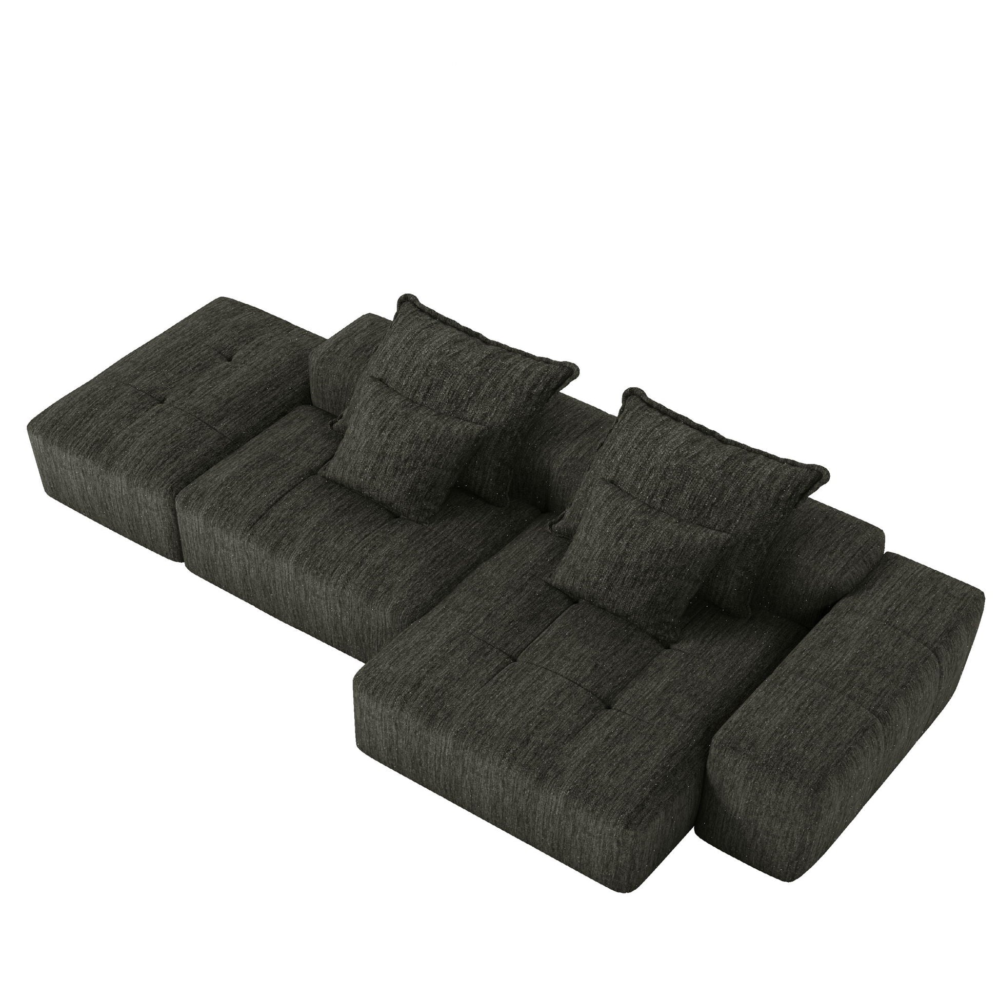 Modern oversized DIY modular sectional sofa with pillows in charcoal gray fabric by HouseOfZazla on Tampa Home & Garden Store