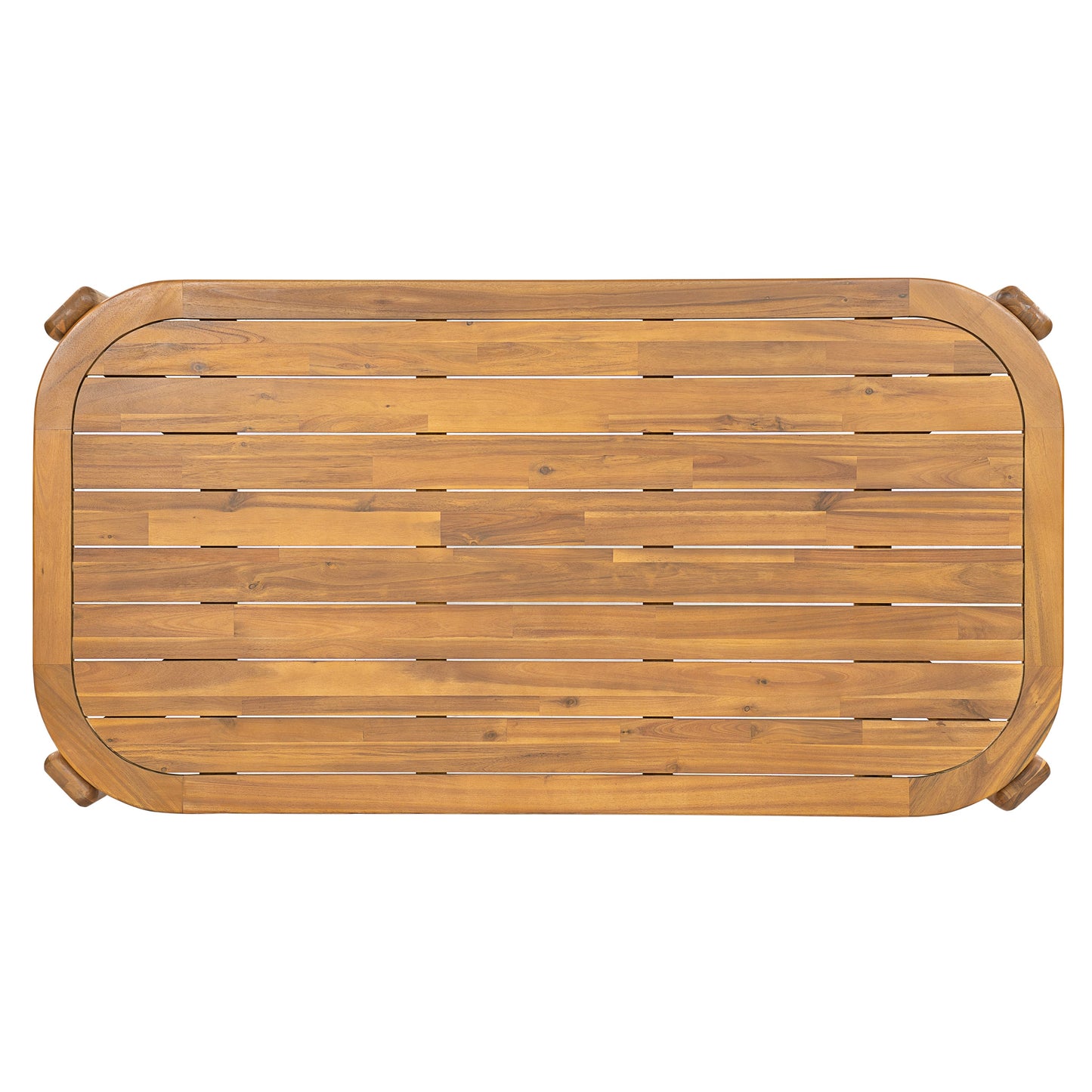 Kaja Outdoor Acacia Wood Dining Table teak finish with slat design HouseOfZazla on Tampa Home & Garden Store