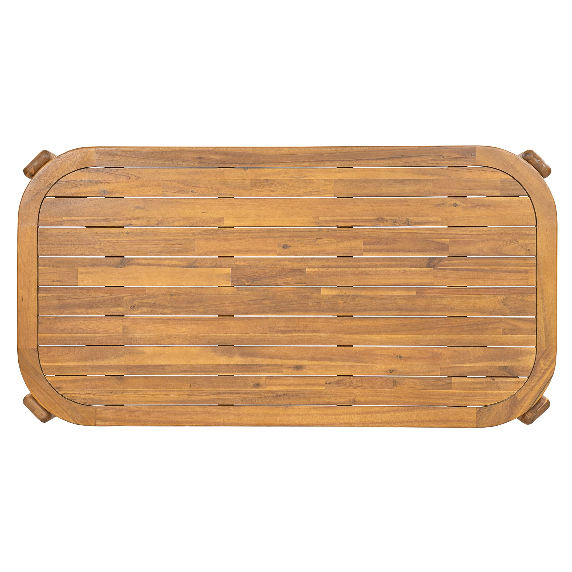 Kaja Outdoor Acacia Wood Dining Table teak finish with slat design HouseOfZazla on Tampa Home & Garden Store