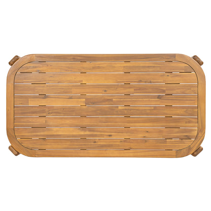 Kaja Outdoor Acacia Wood Dining Table teak finish with slat design HouseOfZazla on Tampa Home & Garden Store