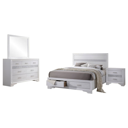 Corbin Glittering Bedroom Set 4-piece white bed, dresser, mirror by HouseOfZazla on Tampa Home & Garden Store