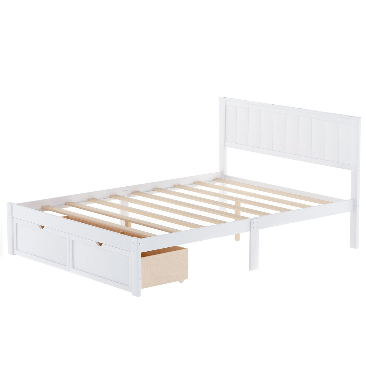 White full-size platform bed with under-bed drawers by HouseOfZazla on Tampa Home & Garden Store
