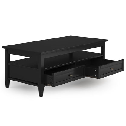 Warm Shaker Coffee Table with a drawer and shelf in black finish by HouseOfZazla on Tampa Home & Garden Store