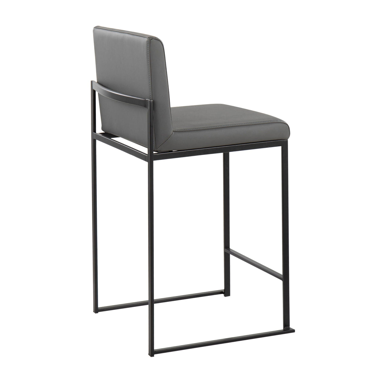 Fuji High Back Counter Stool gray faux leather with black metal frame on Tampa Home & Garden Store