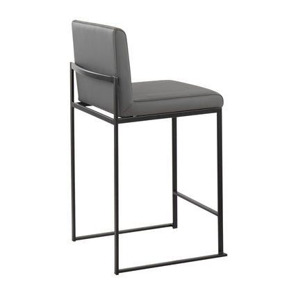 Fuji High Back Counter Stool gray faux leather with black metal frame on Tampa Home & Garden Store