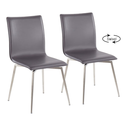 Contemporary upholstered chair set of 2 with swivel bases in gray faux leather, HouseOfZazla on Tampa Home & Garden Store