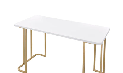 Estie Writing Desk White and Gold Finish