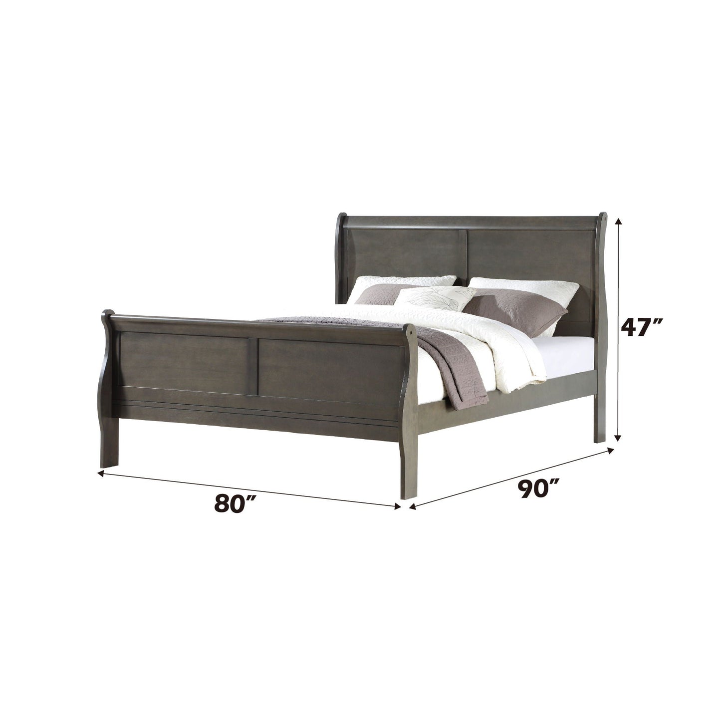 Louis Philippe Sleigh Style Bed metal sleigh bed with curved headboard and footboard 80x90 in on Tampa Home & Garden Store