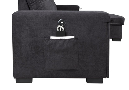 Toby woven fabric reversible sleeper sectional with storage pocket, cup holder and ports on Tampa Home & Garden Store