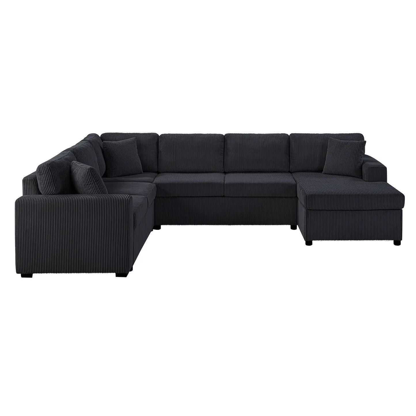 Oversized U-shaped sectional sofa with chaise in charcoal fabric and three throw pillows on Tampa Home & Garden Store