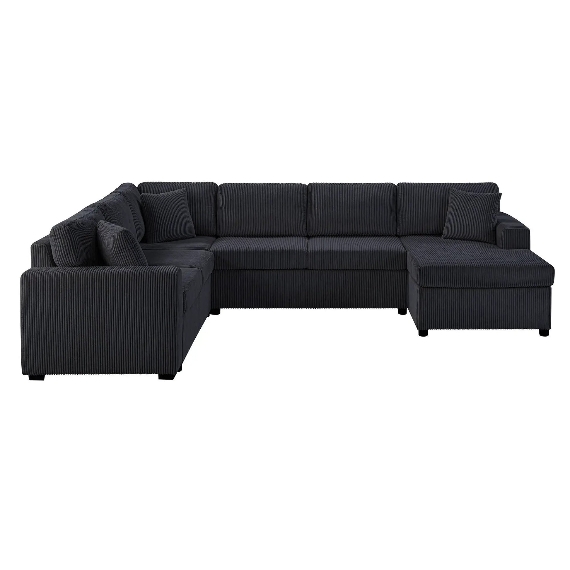 Oversized U-shaped sectional sofa with chaise in charcoal fabric and three throw pillows on Tampa Home & Garden Store