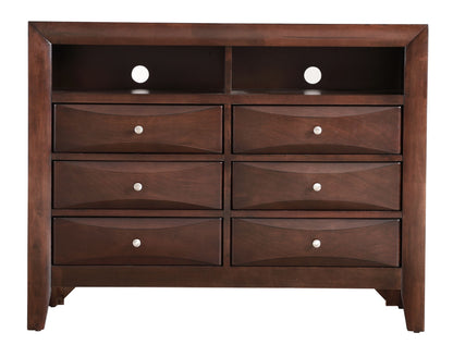 Media Chest with beveled fronts in dark wood by HouseOfZazla, top cubbies and silver knobs on Tampa Home & Garden Store