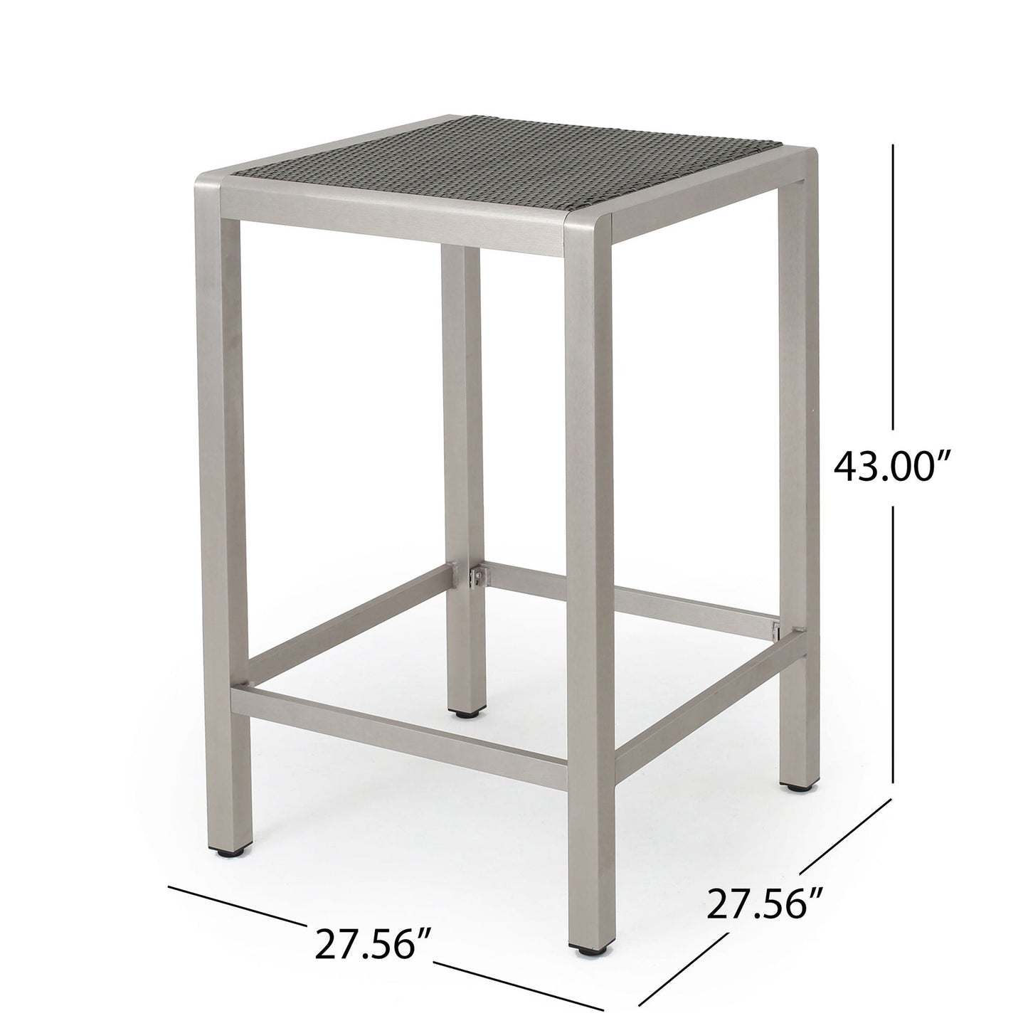 Outdoor Aluminum Bar Table and Rattan Top Gray