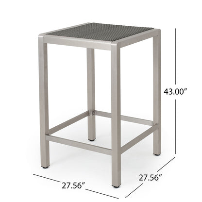 Outdoor Aluminum Bar Table and Rattan Top Gray
