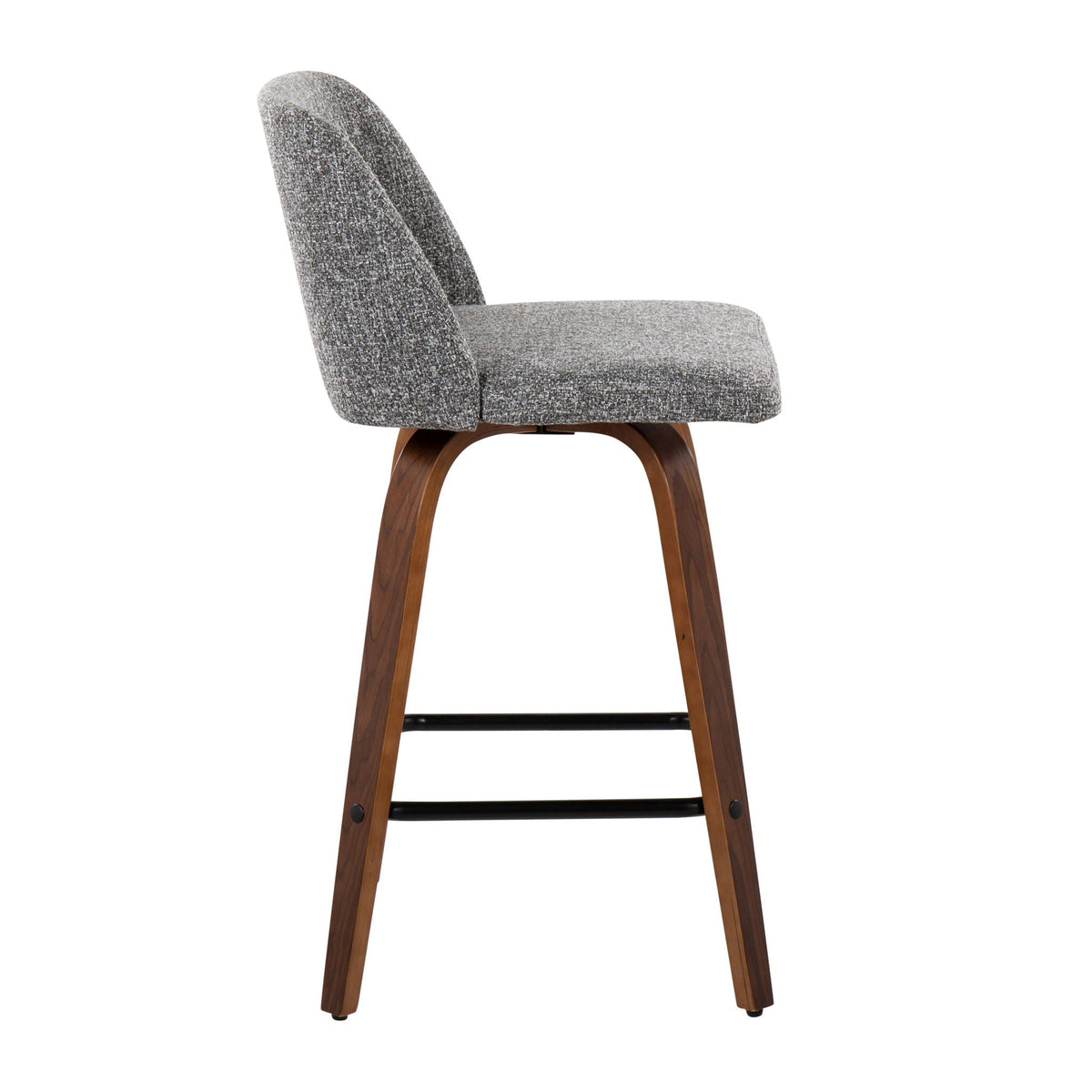 Toriano counter stools set of 2 in grey textured fabric with curved backs and square footrests on Tampa Home & Garden Store