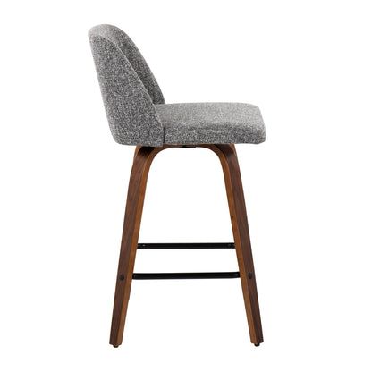 Toriano counter stools set of 2 in grey textured fabric with curved backs and square footrests on Tampa Home & Garden Store
