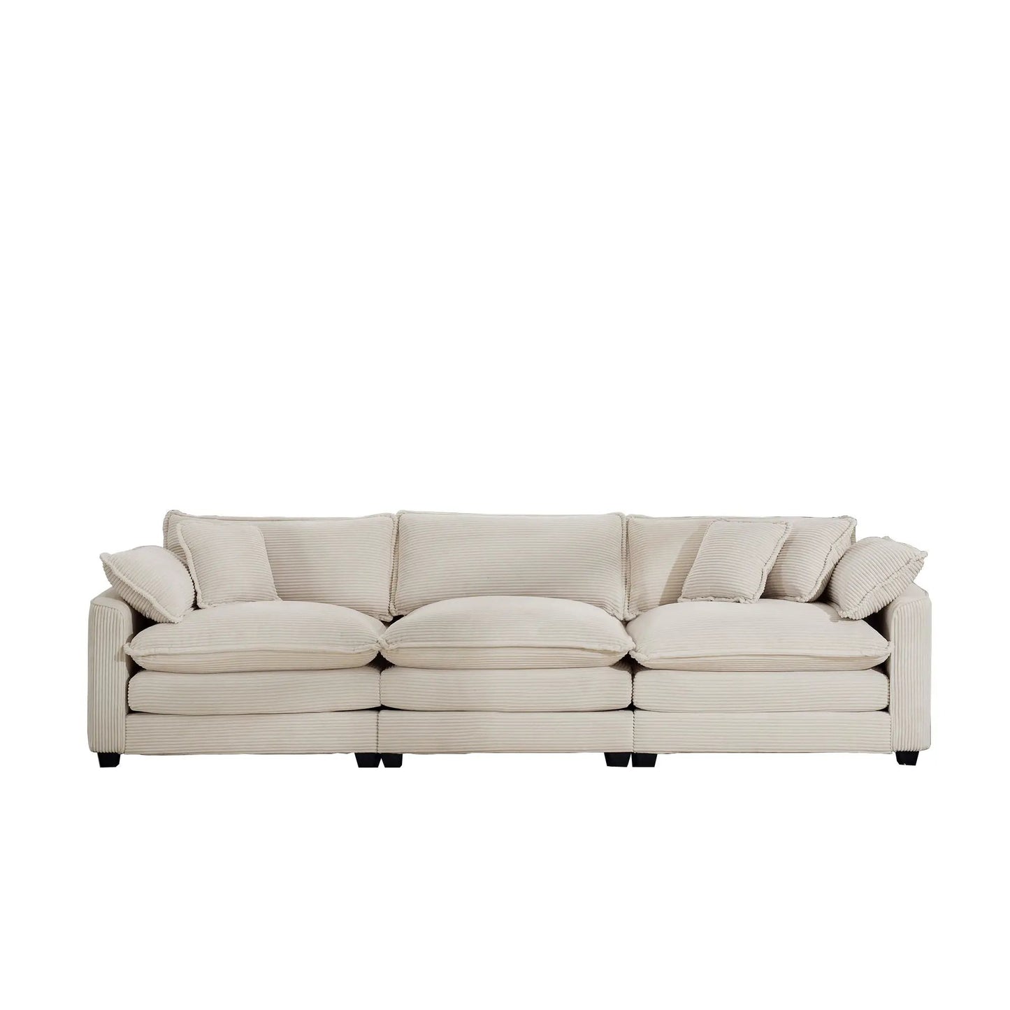 Mid-Century Modern 3-Seater Sectional Sofa beige fabric with throw pillows Unique Piece Furniture on Tampa Home & Garden Store