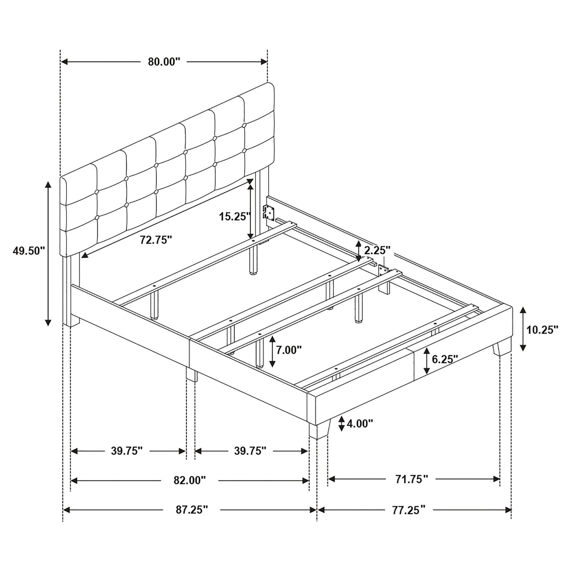 Dordrecht Eastern King panel bed charcoal with tufted headboard and frame rails on Tampa Home & Garden Store