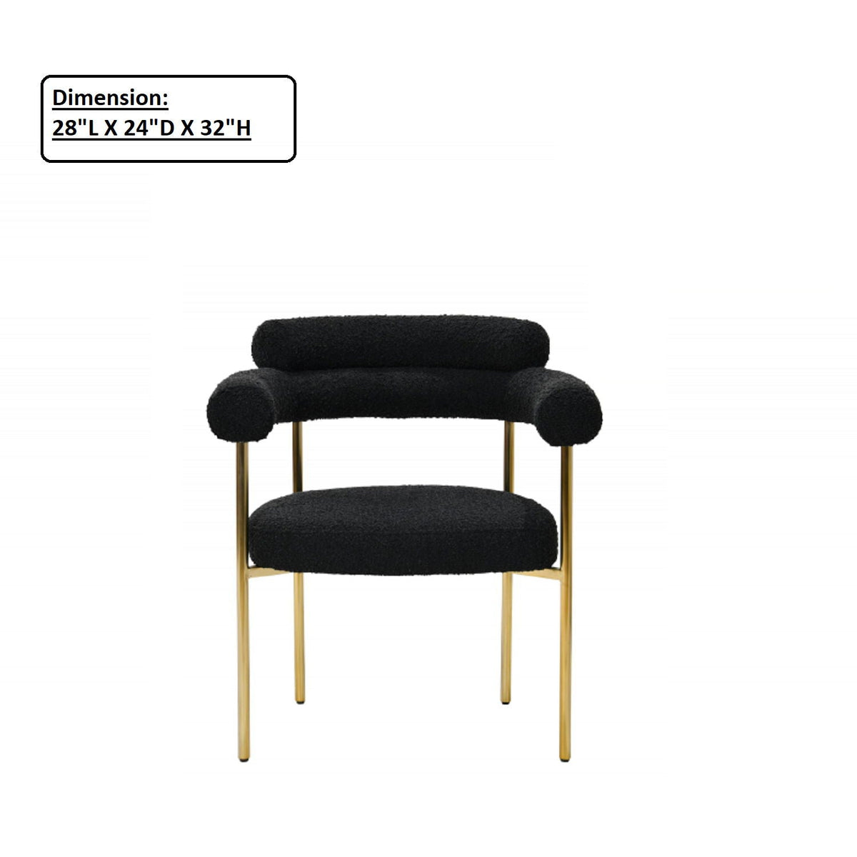 Upholstered Accent Dining Chair Set, black fabric with gold legs, 2 chairs HouseOfZazla on Tampa Home & Garden Store