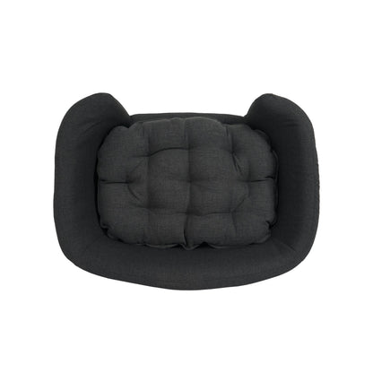 Elevated Dog Bed Frame for Small Dogs with Rubber Wood Legs in dark charcoal upholstery on Tampa Home & Garden Store