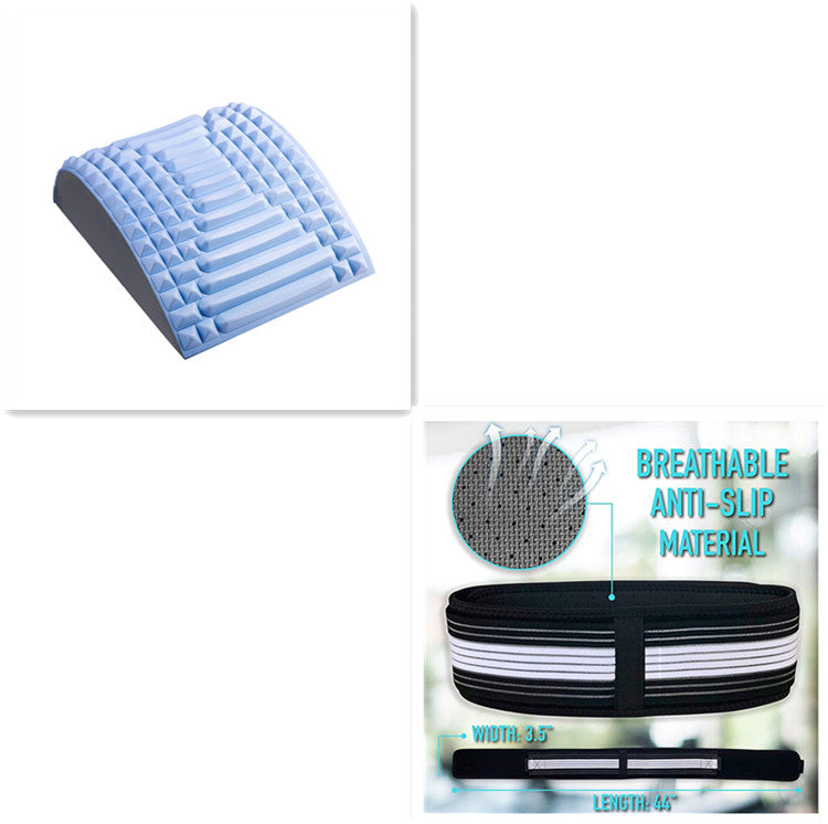 Back stretcher pillow with blue ridged foam and Perfecsy breathable anti-slip lumbar belt on Tampa Home & Garden Store