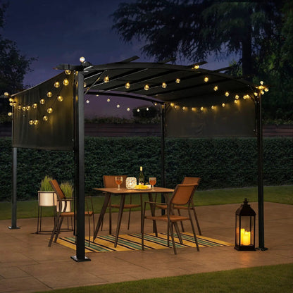 Outdoor Patio Pergola Gazebo Retractable Canopy