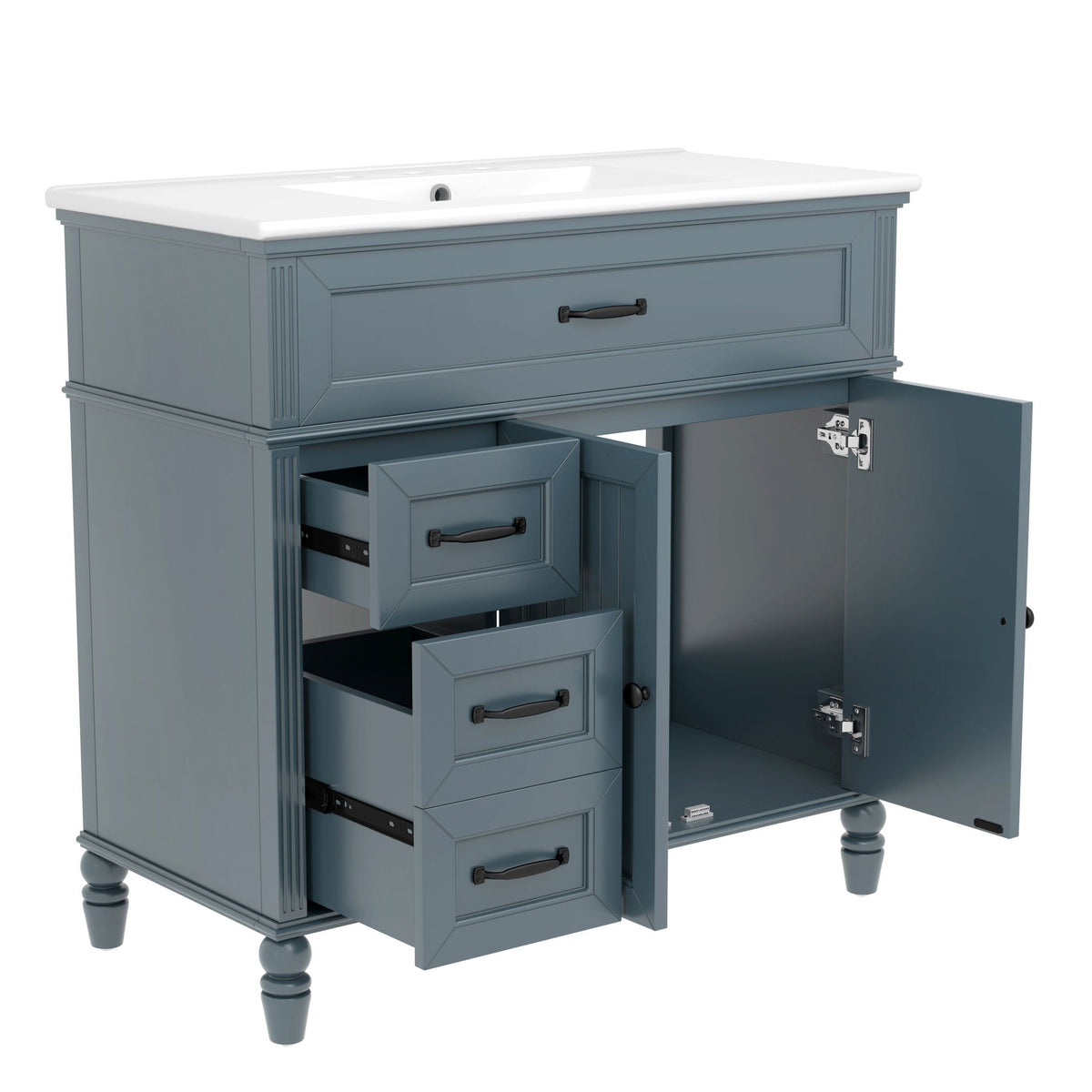 Bathroom vanity with sink and drawers solid wood cabinet blue gray HouseOfZazla on Tampa Home & Garden Store