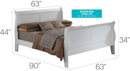 Queen Panel Sleigh Bed by HouseOfZazla in white finish, 63W x 90D x 44H on Tampa Home & Garden Store