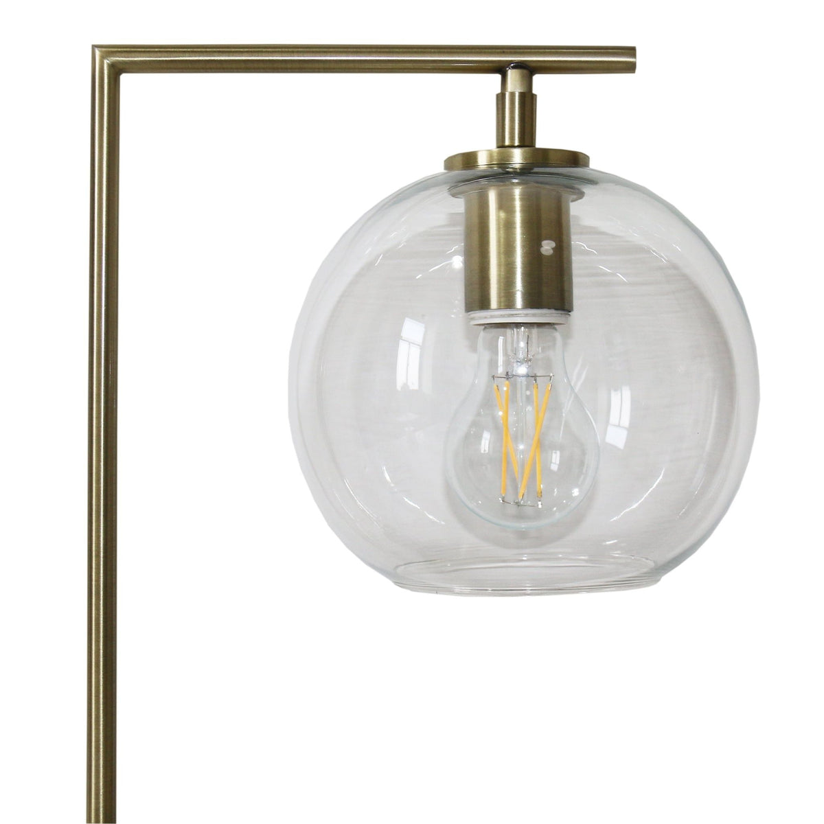 Villa Desk Lamp Gold brass frame with clear glass globe and Edison bulb on Tampa Home & Garden Store