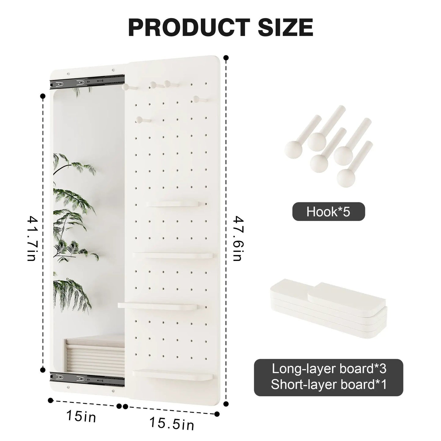 Wall Mounted Full Length Mirror with Hook