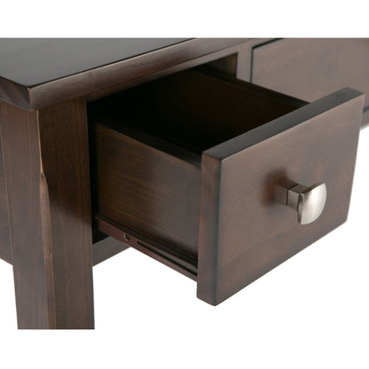 Avalon handcrafted writing desk in dark walnut finish with an open drawer by HouseOfZazla on Tampa Home & Garden Store