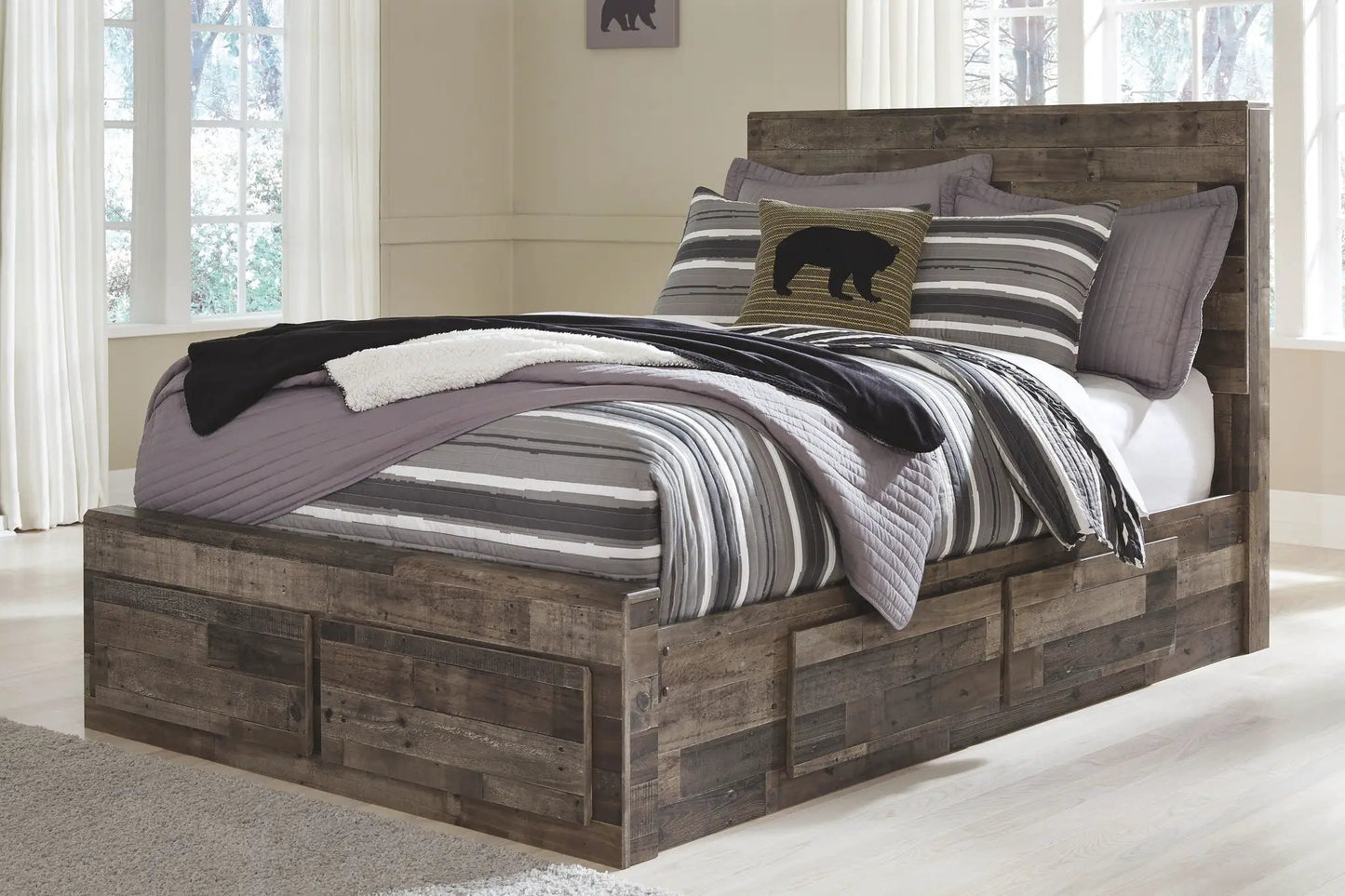 Derekson Youth Panel Bedroom Set Rustic Finish