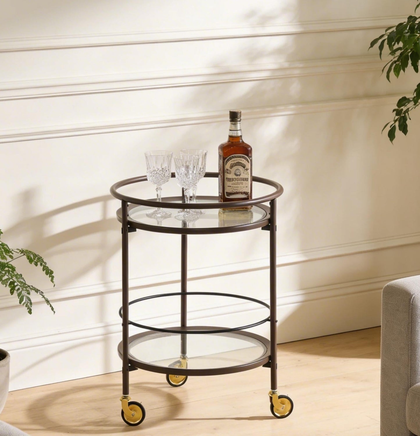 Modern Coffee Round Kitchen Cart For Serving