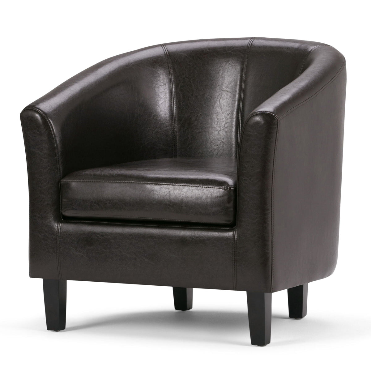 Transitional tub chair in black leather with solid black legs by HouseOfZazla on Tampa Home & Garden Store