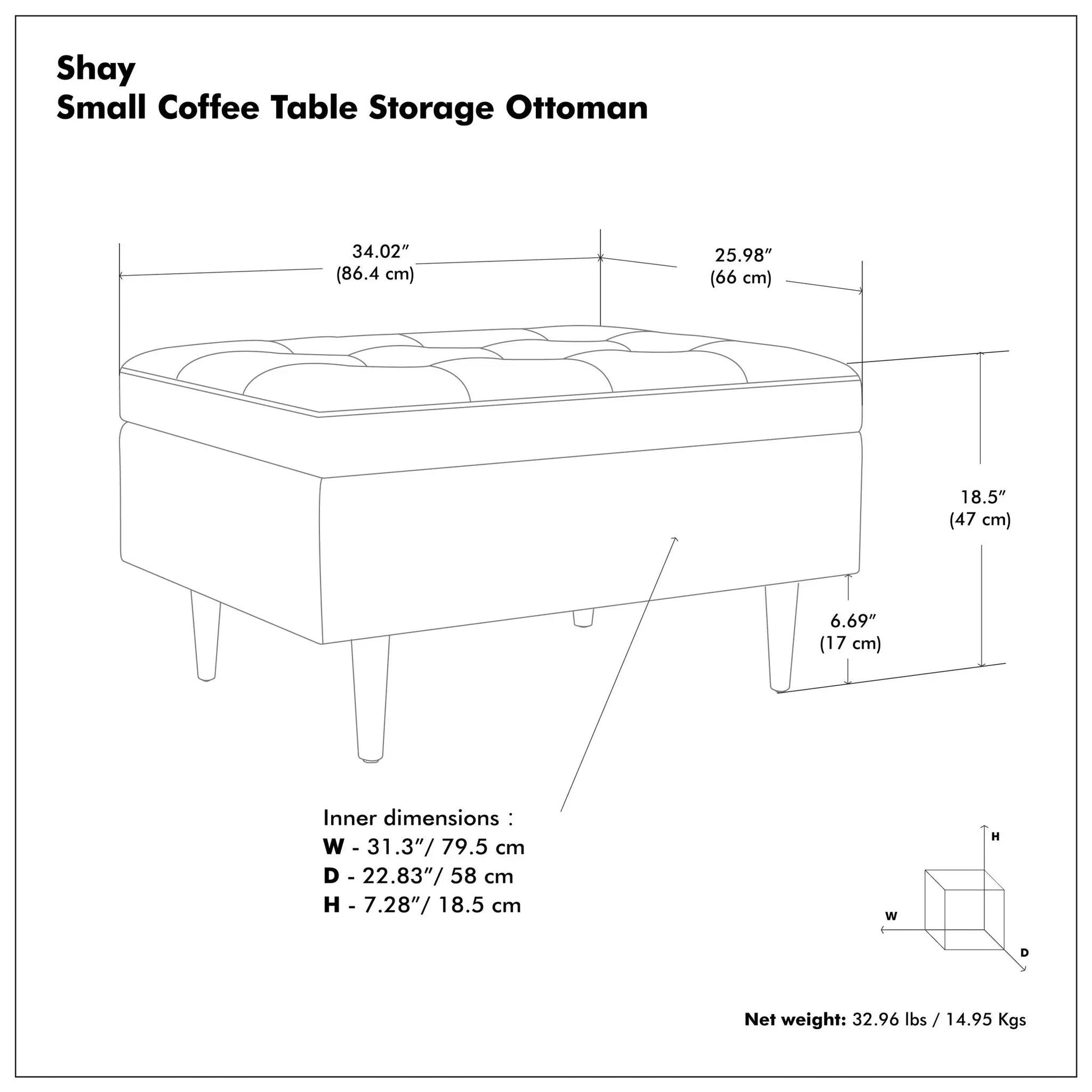 Shay large square storage ottoman coffee table mid-century style by Unique Piece Furniture on Tampa Home & Garden Store