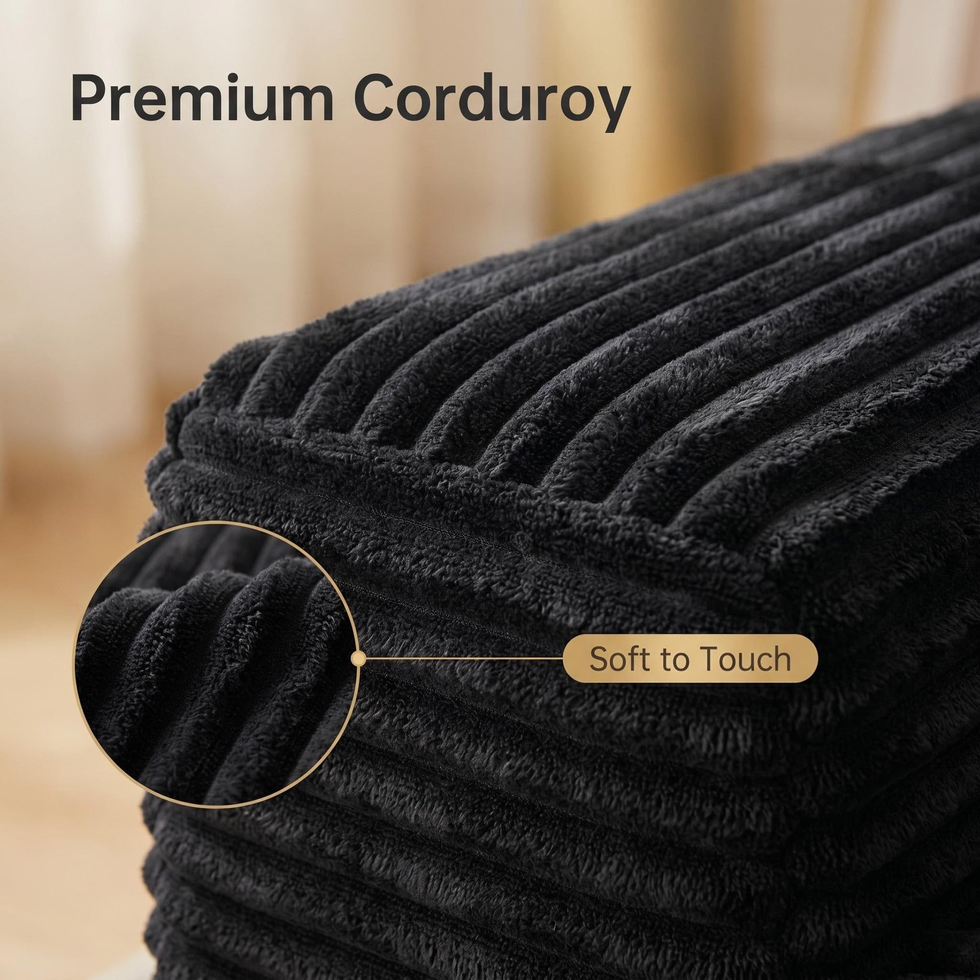 Cloud Modular Sectional Sofa corduroy fabric in black by HouseOfZazla, soft to touch on Tampa Home & Garden Store