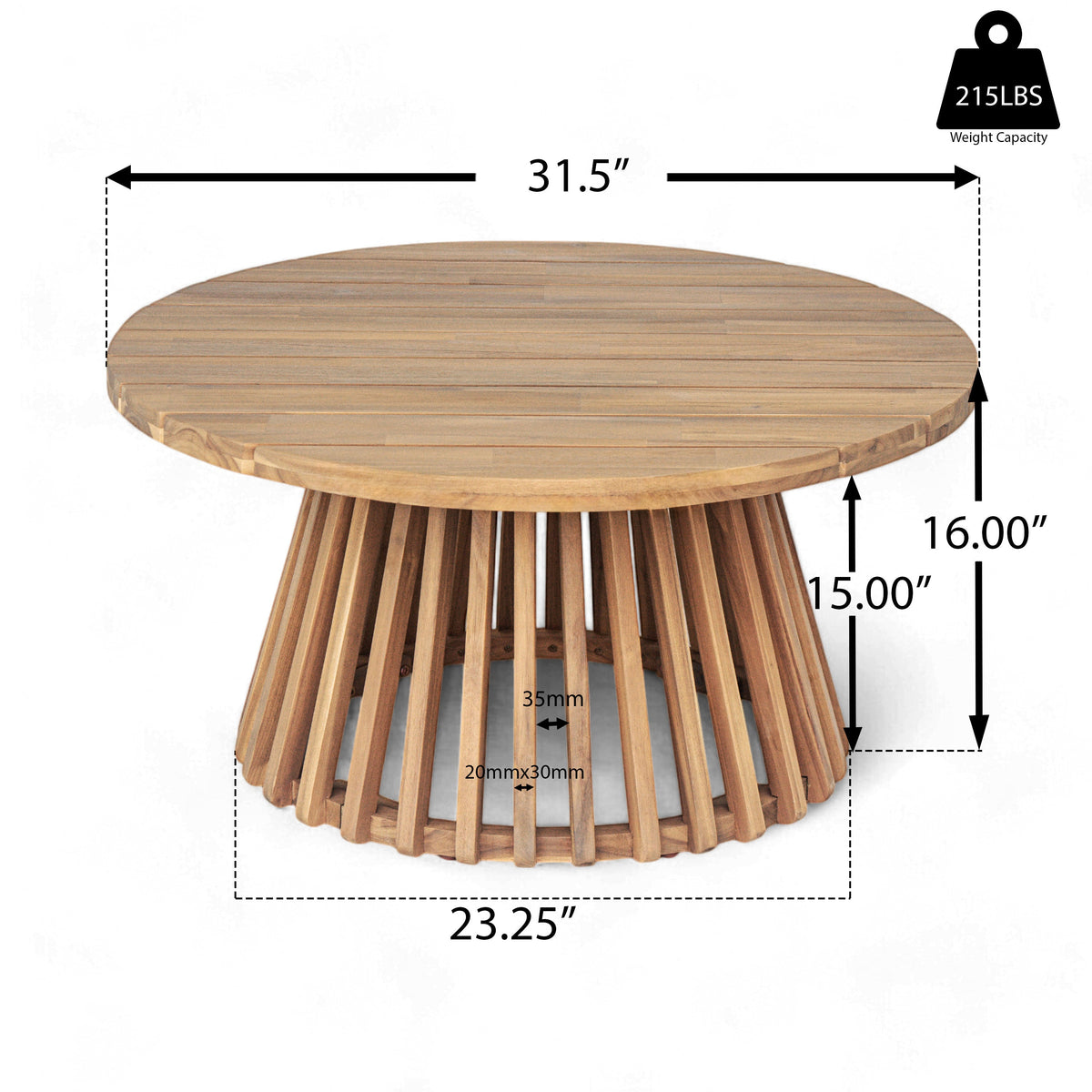 Claremont 3 Seater Daybed + Acacia Wood Table round natural wood patio set by HouseOfZazla on Tampa Home & Garden Store