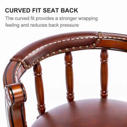 Wooden Bar Stool With a Cow Hide Swivel Seat Back