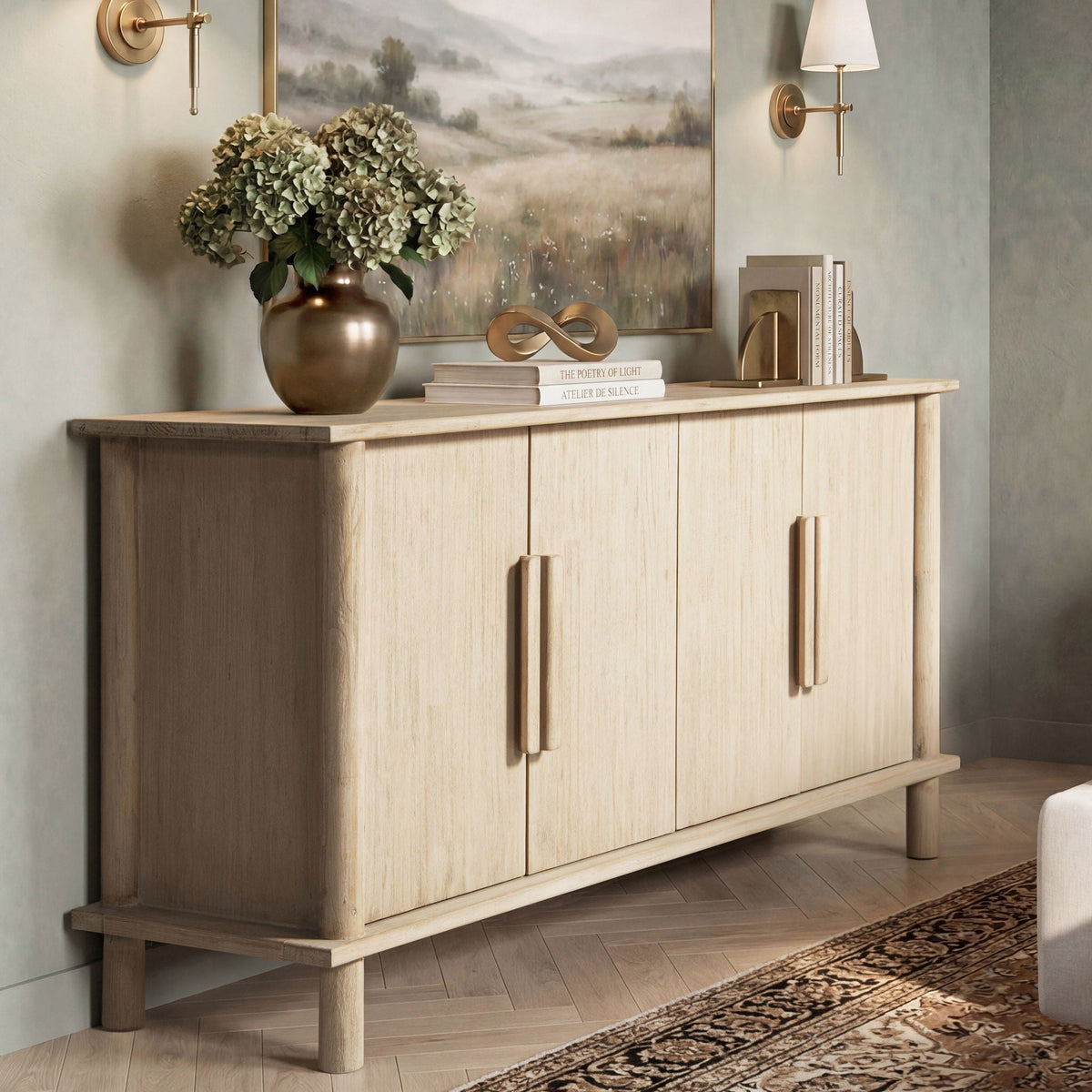 Natural reclaimed wood 4-door sideboard with streamlined storage by HouseOfZazla on Tampa Home & Garden Store