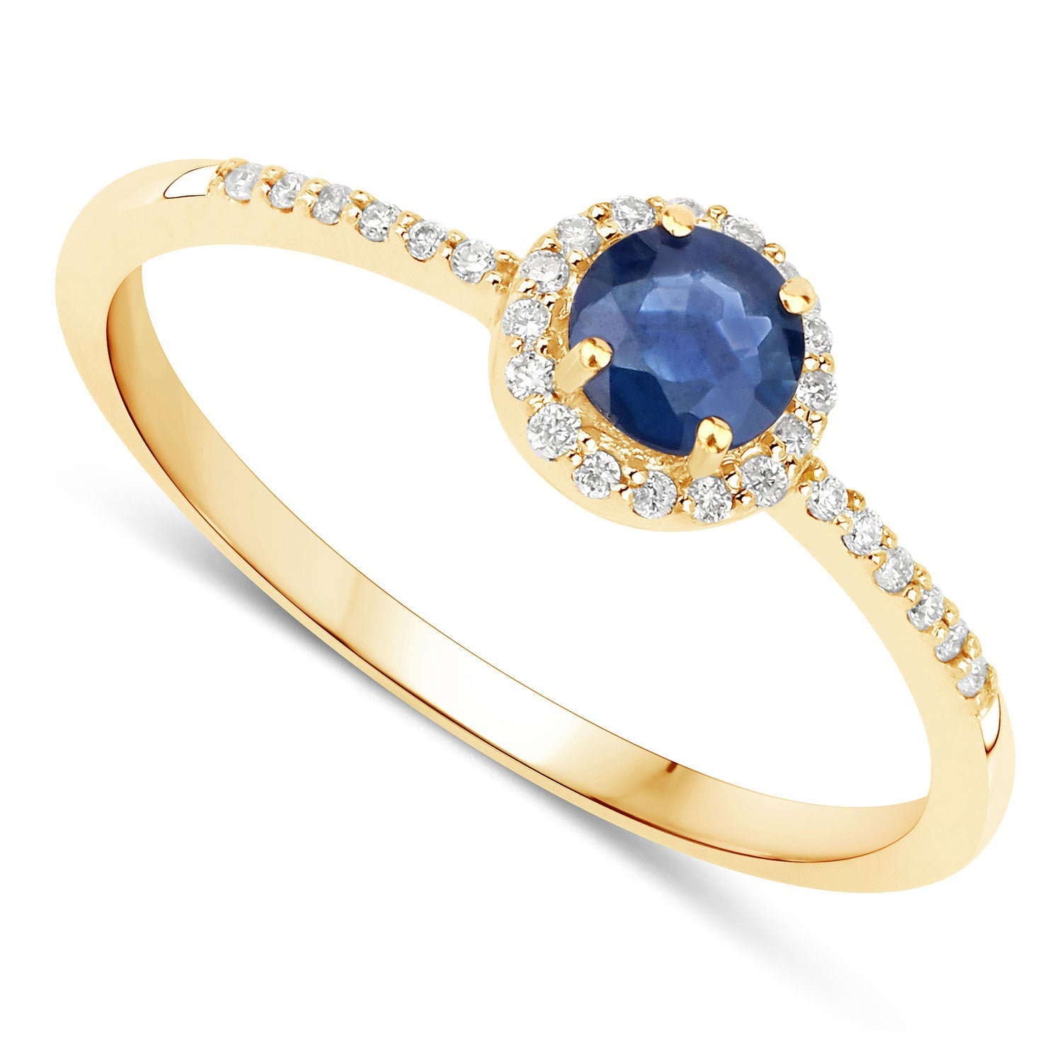14K yellow gold ring with 0.38ct blue sapphire and diamond halo by Bids.com on Tampa Home & Garden Store