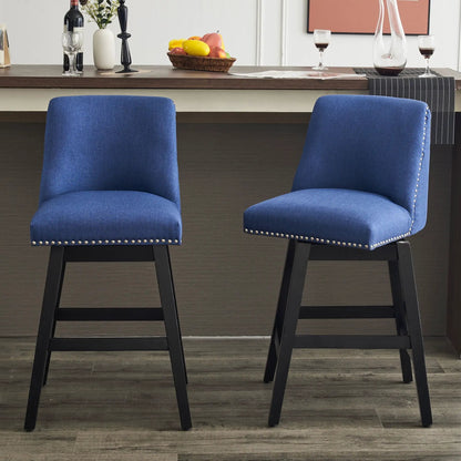 Upholstered Swivel Bar Stool with Soft Fabric