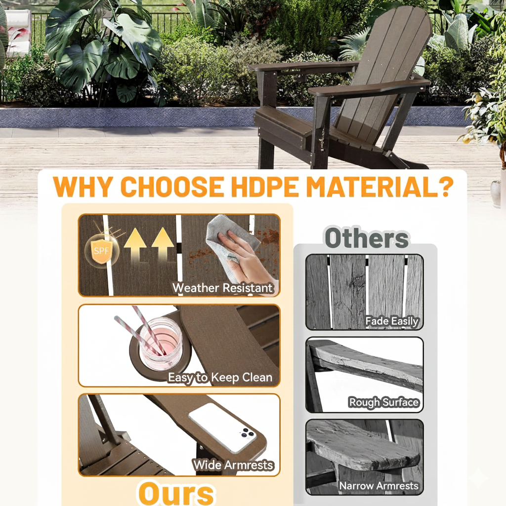 Folding Adirondack Outdoor Chair and Cup Holder
