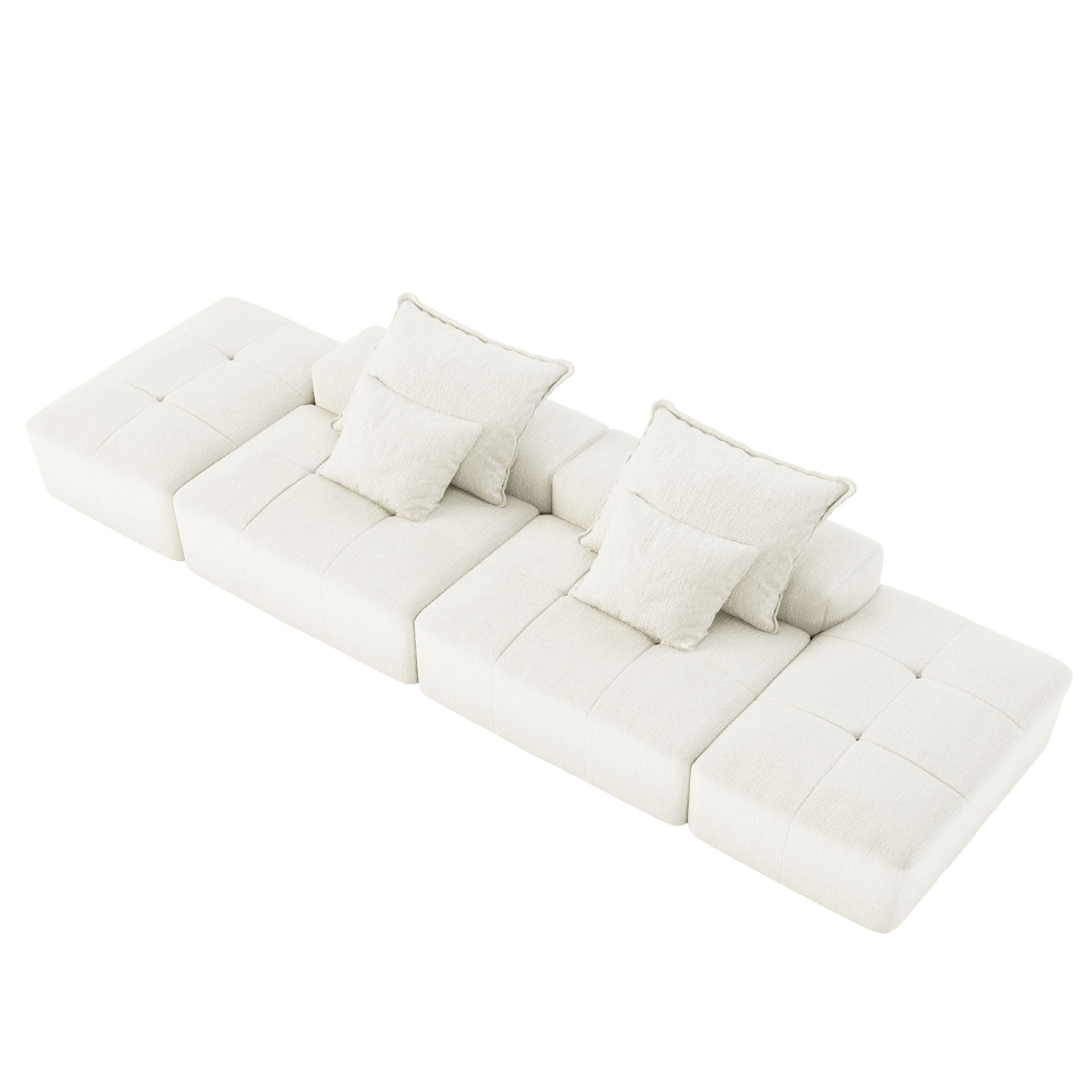 Modern Oversized DIY Modular Sectional Sofa with Pillows by HouseOfZazla cream upholstery on Tampa Home & Garden Store